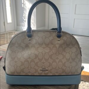 Coach Tan and Blue Satchel